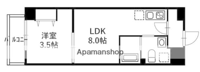 LIV CITY 亀戸(1DK/7階)の間取り写真