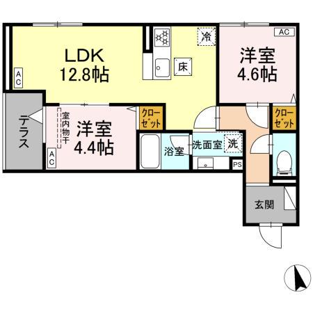 セレスティア東葛西 VI(2LDK/1階)の間取り写真