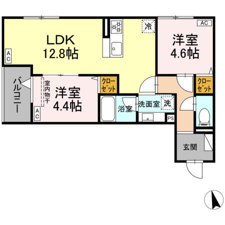 セレスティア東葛西 VI(2LDK/2階)の間取り写真