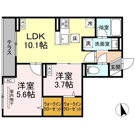 セレスティア東葛西 VI(2LDK/1階)の間取り写真