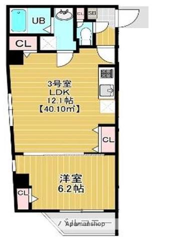 COURTYARD ASAKUSA(1LDK/6階)の間取り写真