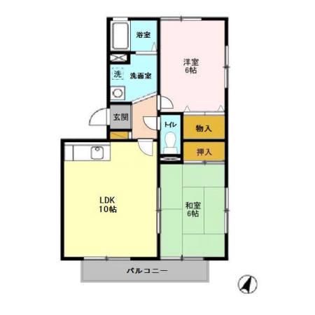 リバーサイド壱番館(2LDK/2階)の間取り写真