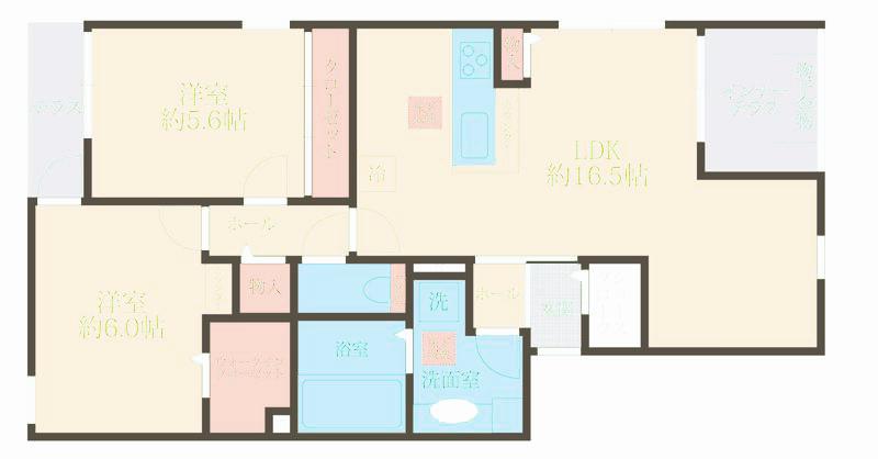 LULU西尾久(2LDK/1階)の間取り写真