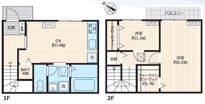 東京都新宿線 一之江駅 徒歩8分 2階建 築1年(2DK)の間取り写真
