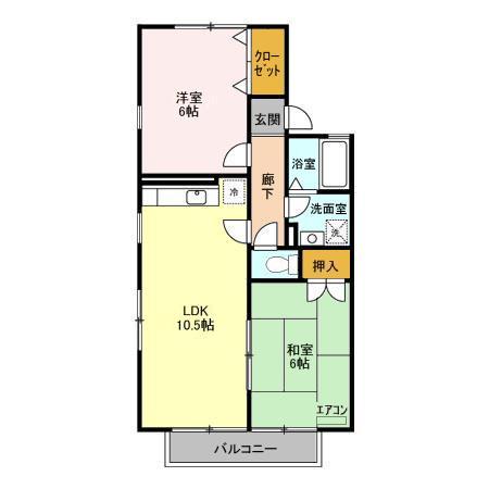 リヴィエール II(2LDK/2階)の間取り写真
