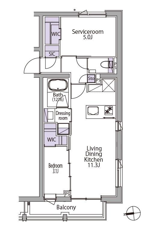 イプセ白金台(1SLDK/3階)の間取り写真
