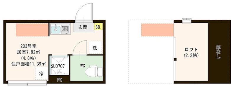 VILLETTA I 亀戸(ワンルーム/2階)の間取り写真