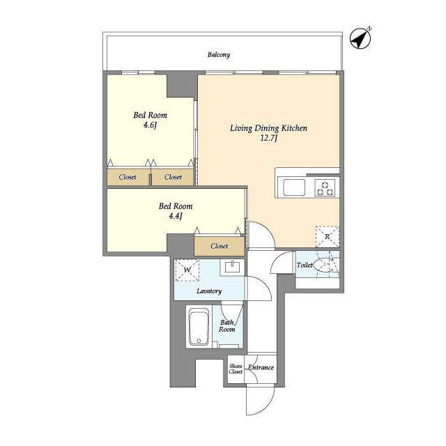 グランカーサ西葛西(2LDK/3階)の間取り写真
