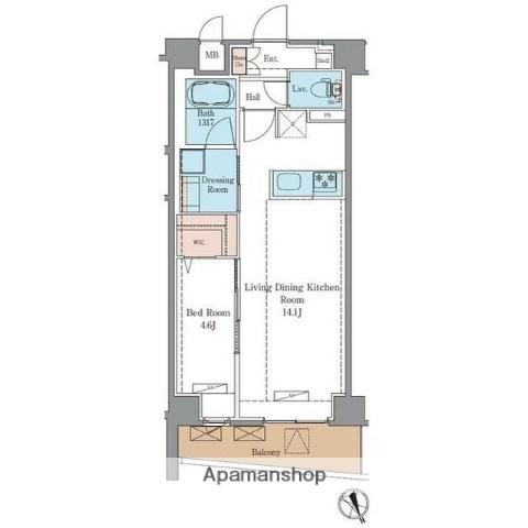 ラグゼナ平井サウス(1LDK/1階)の間取り写真