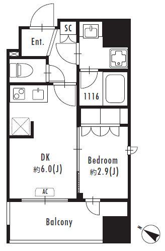 プライマル森下Ⅱ(1DK/7階)の間取り写真