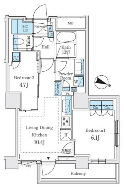 パークホームズ文京白山ヒルテラス(2LDK/4階)の間取り写真