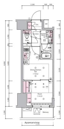 シーフォルム住吉2(1DK/2階)の間取り写真