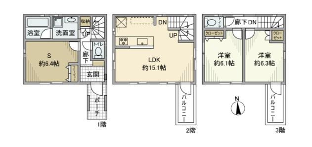 東京地下鉄東西線 東陽町駅 徒歩17分 3階建 築16年(2SLDK)の間取り写真