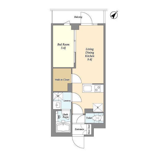 ドゥーエ曳舟2(1LDK/2階)の間取り写真