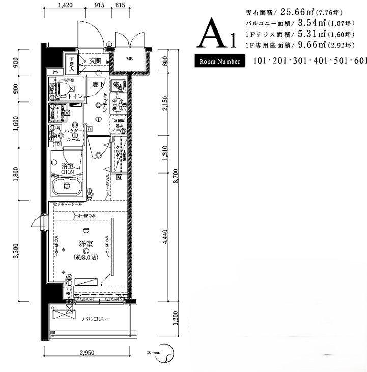 クレイシア両国カルミナ(1K/5階)の間取り写真