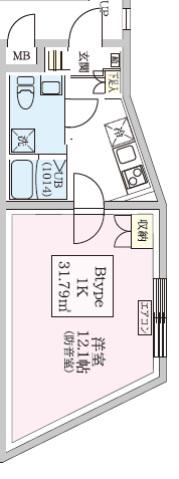 防音マンションスカイラシクラス小岩(1K/2階)の間取り写真