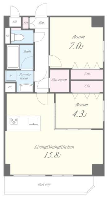 エスペランサ7(2LDK/2階)の間取り写真