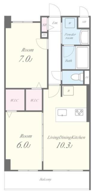 エスペランサ7(2LDK/1階)の間取り写真