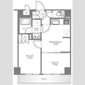 EXZA両国LIEN(2DK/6階)の間取り写真