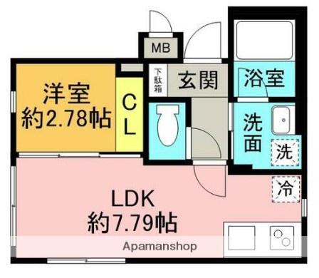 ブライト住吉(1LDK/3階)の間取り写真