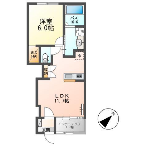 クレシア アベニューCRECIA AVENUE(1LDK/1階)の間取り写真