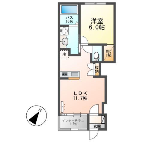 クレシア アベニューCRECIA AVENUE(1LDK/1階)の間取り写真