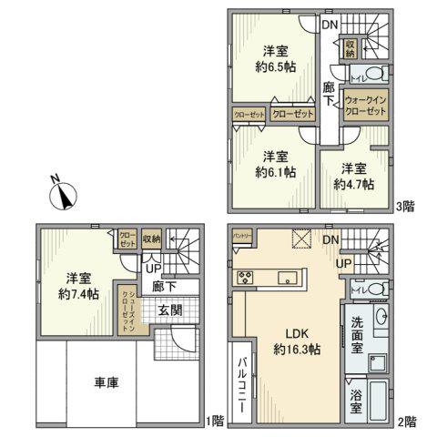 東京都新宿線 船堀駅 徒歩4分 3階建 築1年(4LDK)の間取り写真