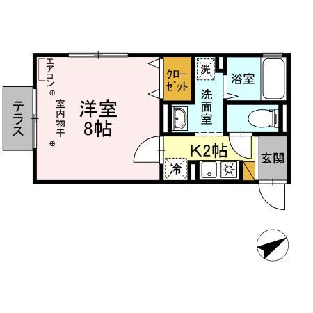 ヴェルドミールII(1K/1階)の間取り写真