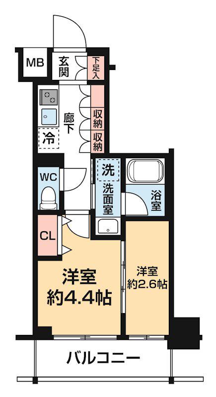 GENOVIA木場Ⅱ(2K/4階)の間取り写真