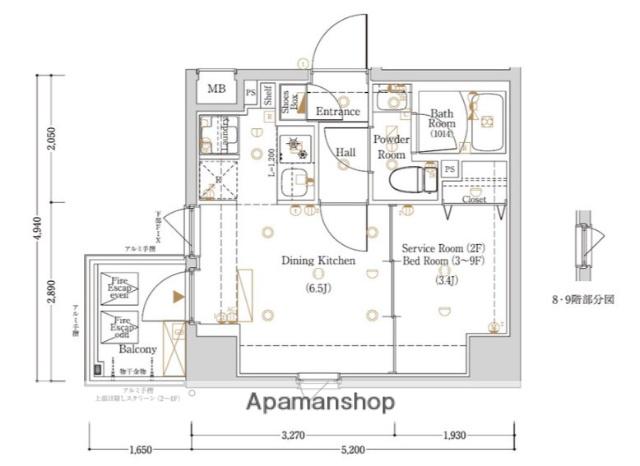 LOG東京スカイツリー(1DK/2階)の間取り写真