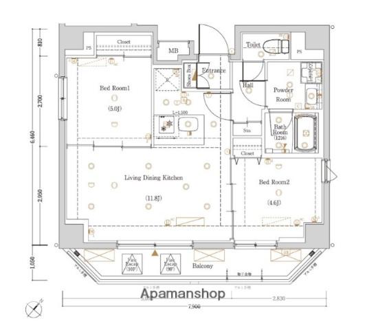 LOG東京スカイツリー(2LDK/10階)の間取り写真