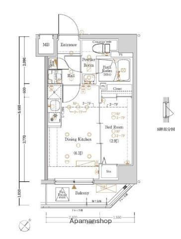 LOG東京スカイツリー(1DK/4階)の間取り写真