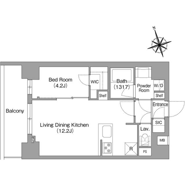 コンフォリア・リヴ八丁堀(1LDK/4階)の間取り写真