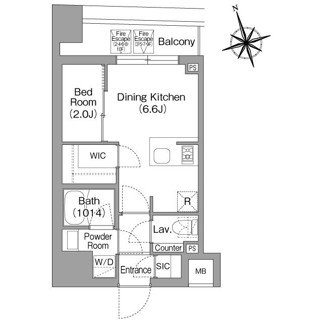 コンフォリア・リヴ八丁堀(1DK/4階)の間取り写真