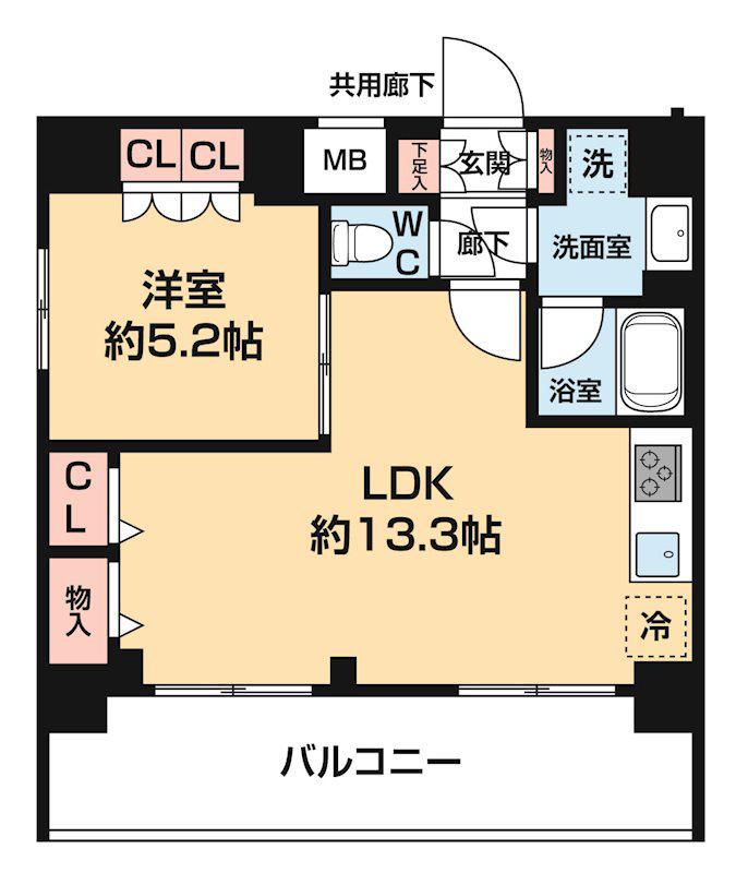 ARCOBALENO OSHIAGE BLOSSOM(1LDK/7階)の間取り写真