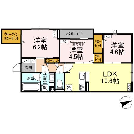 セレスティア一之江(3LDK/2階)の間取り写真