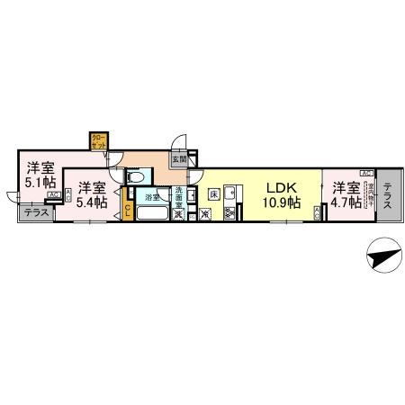 セレスティア一之江(3LDK/1階)の間取り写真