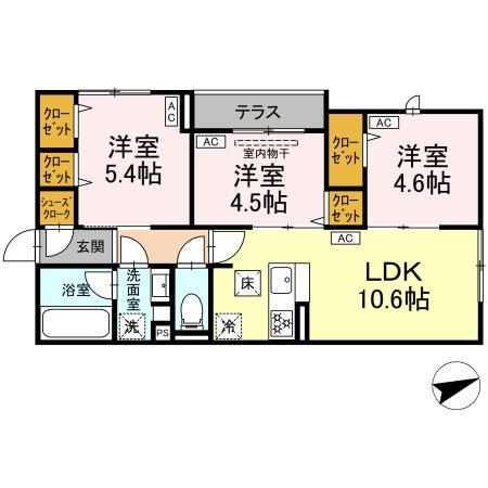 セレスティア一之江(3LDK/1階)の間取り写真
