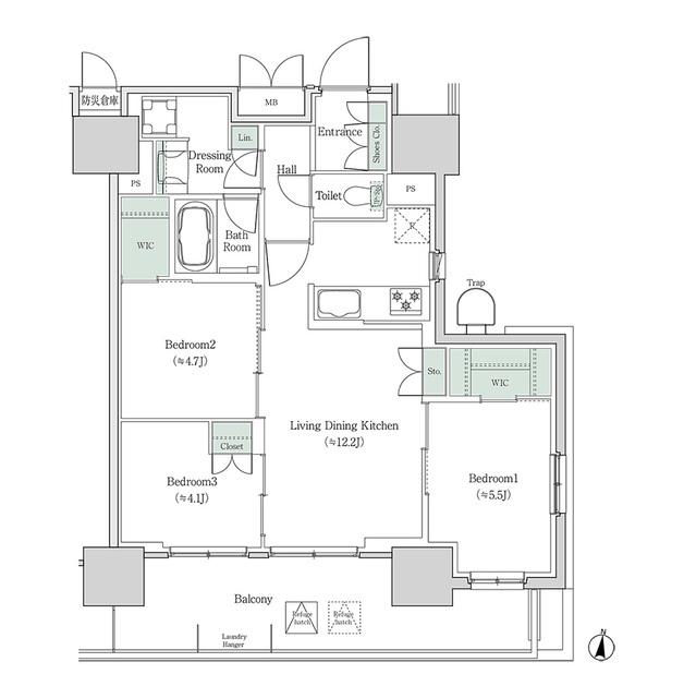 ブルックサイドレジデンス木場(3LDK/9階)の間取り写真