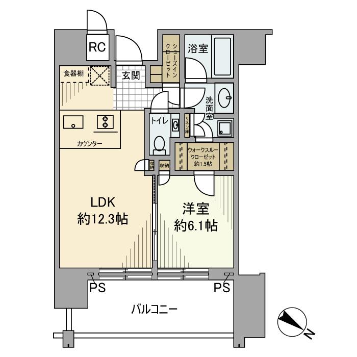 THE ROPPONGI TOKYO CLUB RESIDE(1LDK/19階)の間取り写真