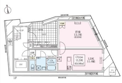 防音マンションスカイラシクラス小岩(1LDK/1階)の間取り写真