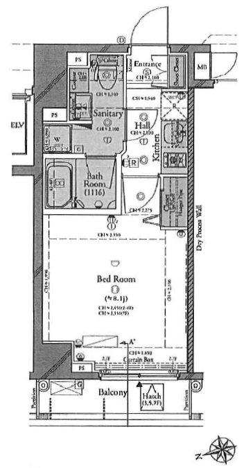 コンシェリア東京 (1K/4階)の間取り写真