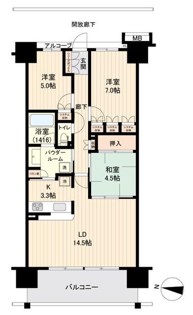 東京スイート・レジデンス(3LDK/8階)の間取り写真