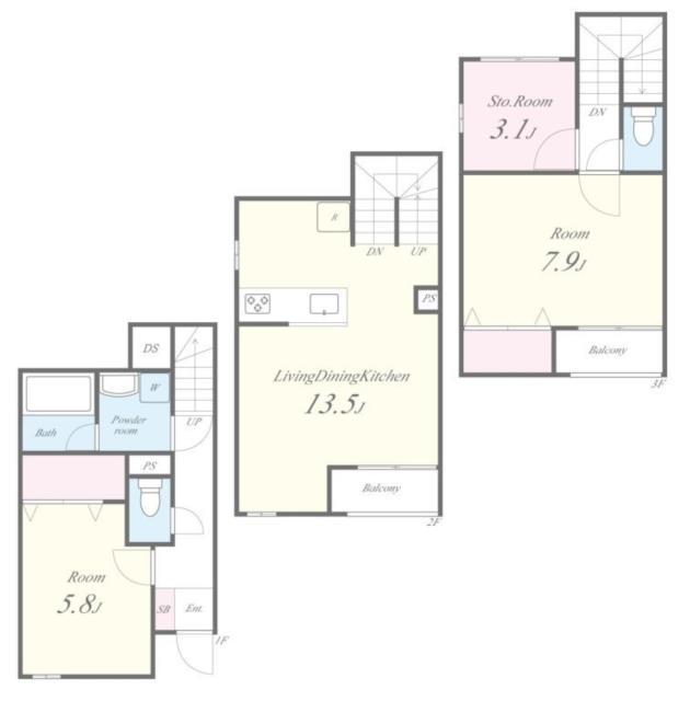 ミ・パティオB棟(2LDK/1階)の間取り写真