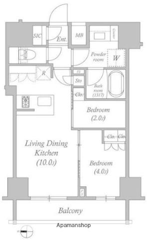 ACP RESIDENCE錦糸町(2LDK/7階)の間取り写真