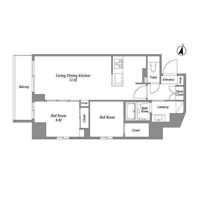 ウエリスアーバン住吉ウエスト(2LDK/1階)の間取り写真