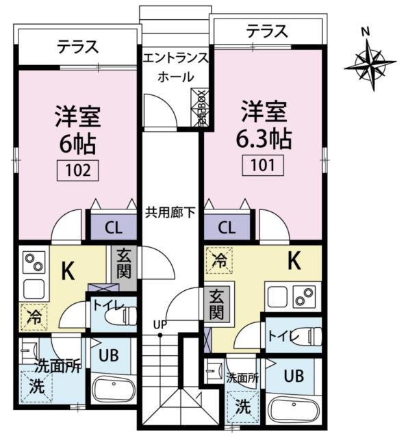 グランシャレー小岩(1K/1階)の間取り写真