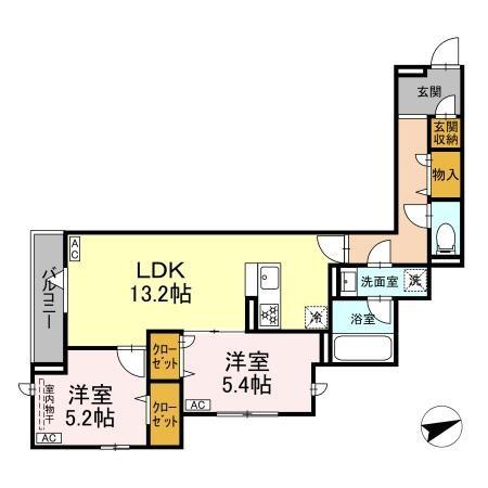 D-STELLA(2LDK/2階)の間取り写真