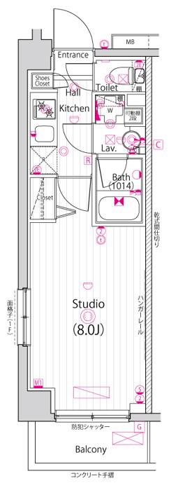 ガーラ行徳グランドステージ(1K/1階)の間取り写真