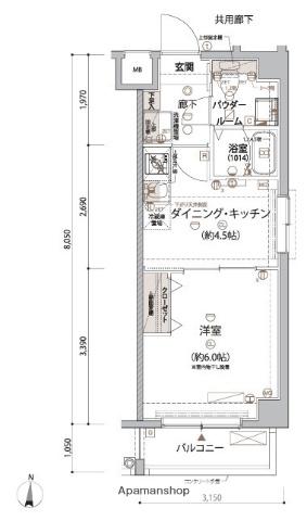 ARCOBALENO KAMEIDOⅡ(1DK/2階)の間取り写真